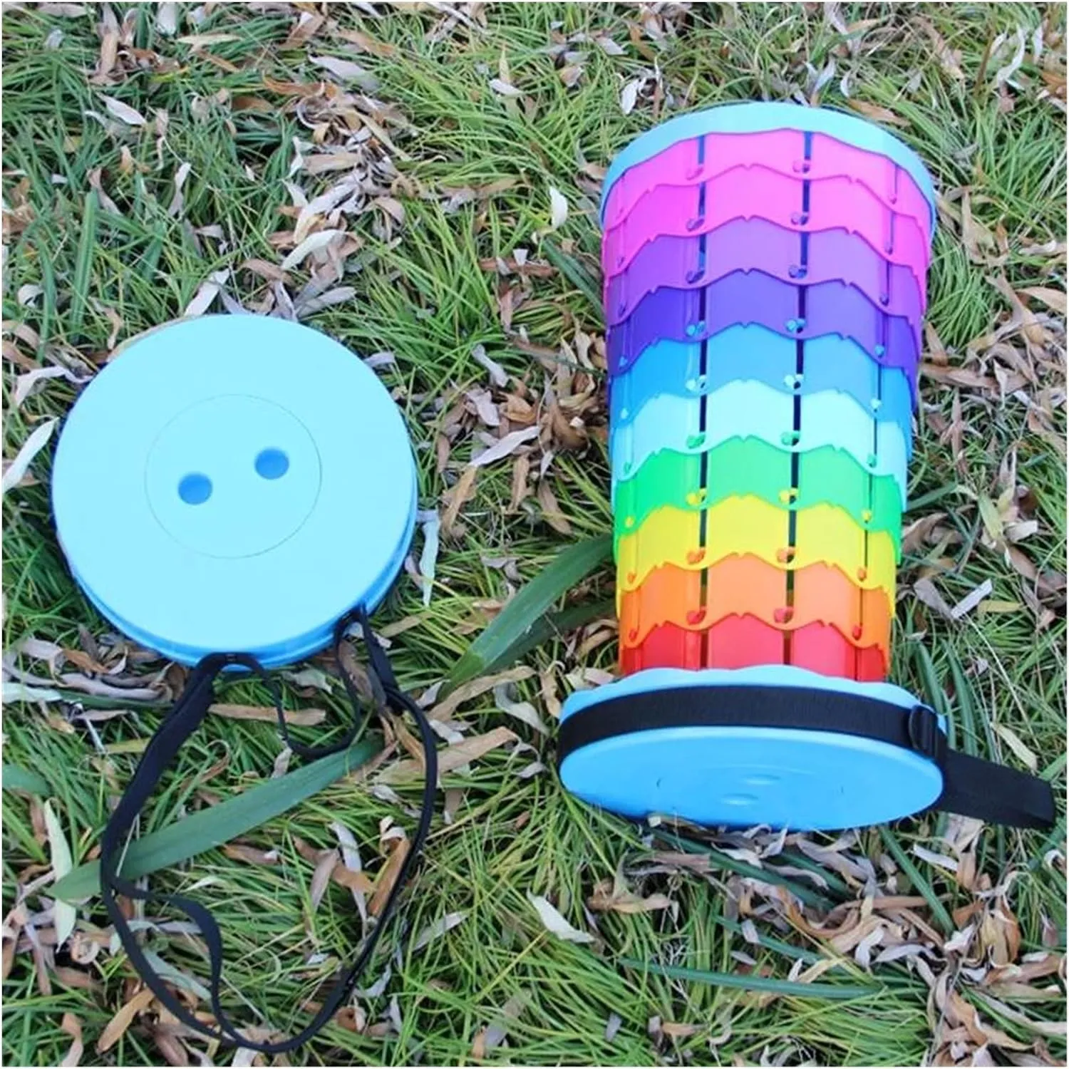 GRFIT Folding Chair Telescopic Camping Stool Plastic Rainbow Folding Stool Lightweight Adjustable Fishing Chair for Hiking Beach Lightweight Stool Portable Folding Chair (Color : Rainbow)