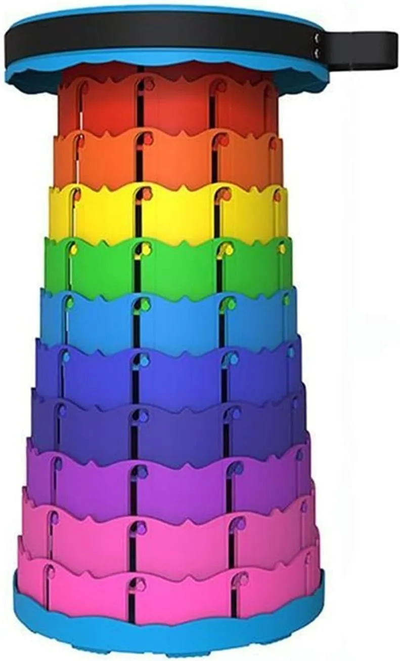 GRFIT Folding Chair Telescopic Camping Stool Plastic Rainbow Folding Stool Lightweight Adjustable Fishing Chair for Hiking Beach Lightweight Stool Portable Folding Chair (Color : Rainbow)