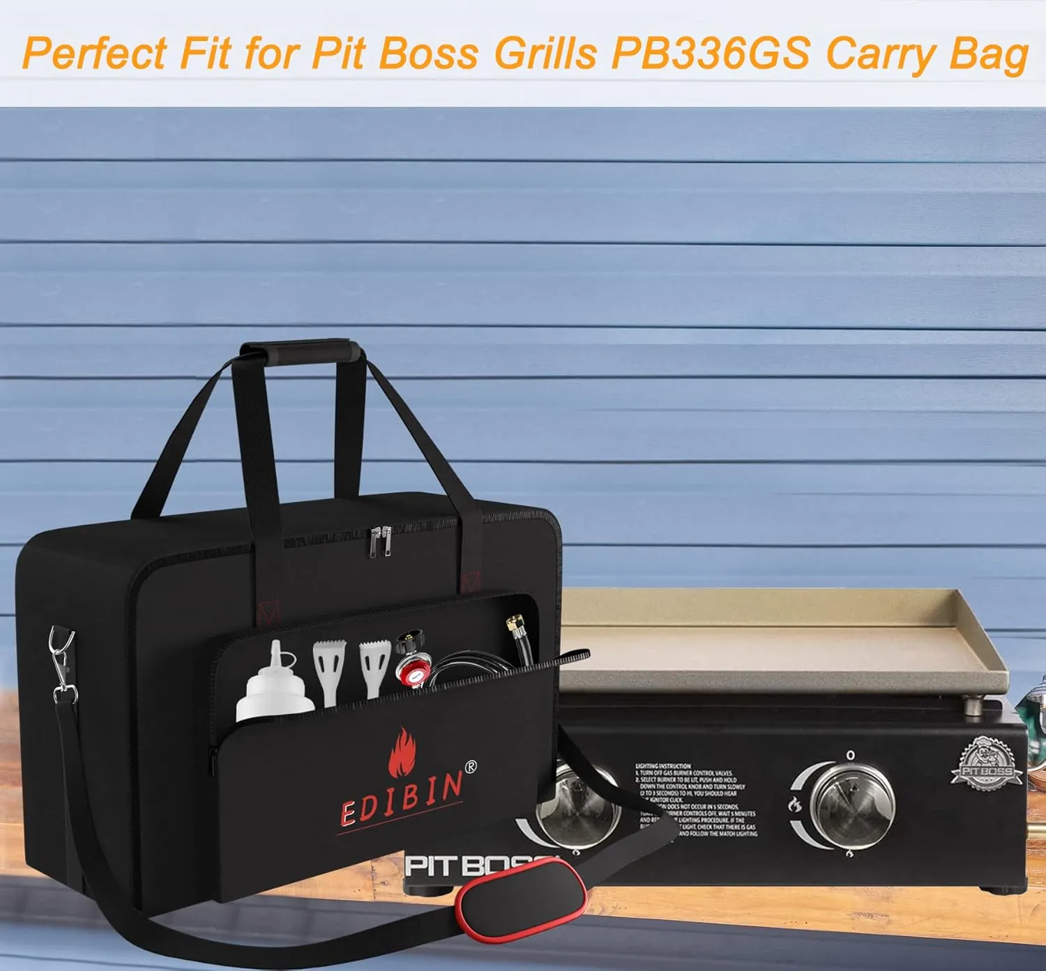 Grill Carry Bag Fit for Pit BOSS PB336GS Two Burner Portable Flat Top Griddle, Heavy Duty Waterproof Grill Carry Bag for Pit Boss PB336GS Tabletop Gas Griddle