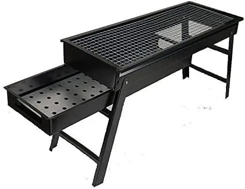 Grills Cooking Portable Outdoor Heat Resistant Camping Foldable Beach Thicken Park Barbecue Stand Picnic, Style1, Black