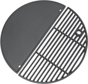 GRISUN 19.5" Cast Iron Upgraded Round Grill Grates for Akorn Kamado Ceramic Grill, Pit Boss K24, Louisiana Grills K24, Char-Griller 16620, Cooking Grates Griddle Combo for Grilling and Griddle