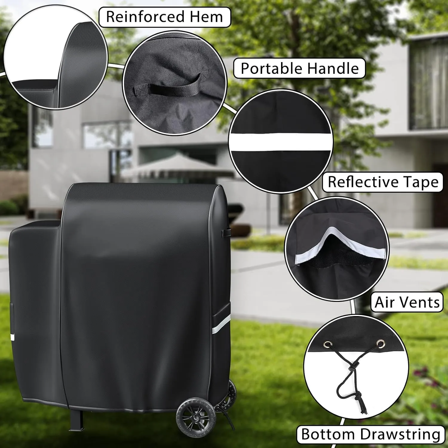 Grisun Grill Cover for Pit Boss Series II 600 Wood Pellet Grill Smoker - PB600PS1, 600D Waterproof Grill Cover for Pit Boss Lexington 500, Lexington 540, Pro 600 and Tailgater with Portable Handle