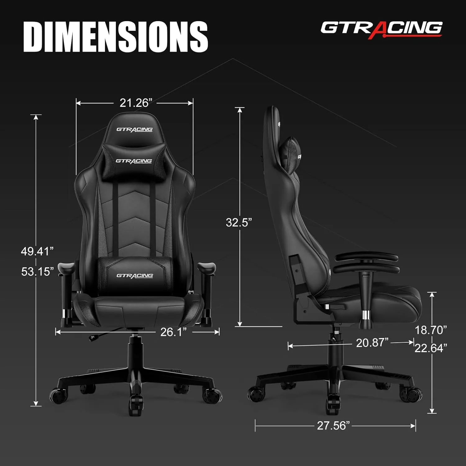 GTRACING Gaming Chair Racing Office Computer Ergonomic Video Game Chair Backrest and Seat Height Adjustable Swivel Recliner with Headrest and Lumbar Pillow Esports Chair (Colorful)