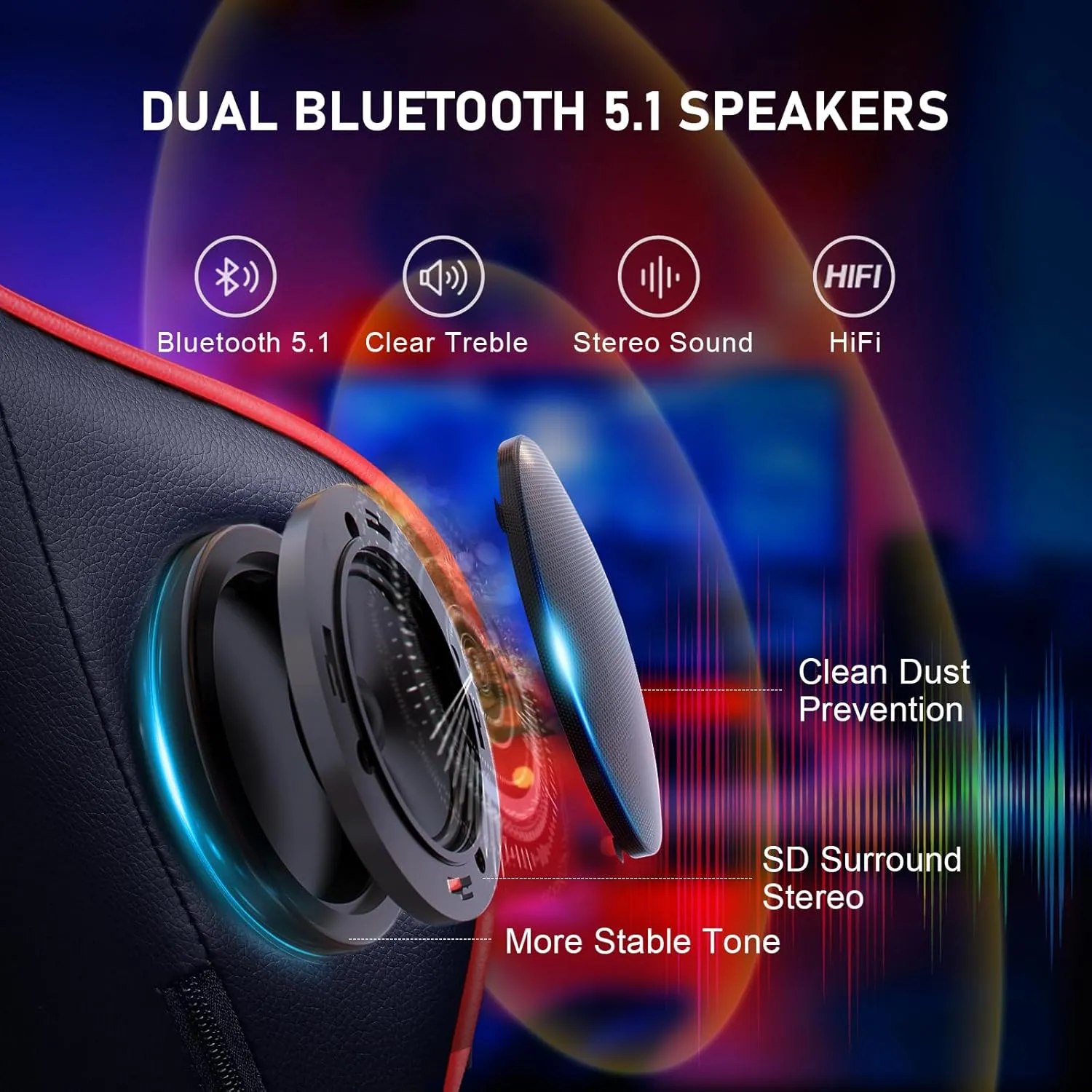 GTRACING Gaming Chair with Footrest Speakers Video Game Chair Bluetooth Music Heavy Duty Ergonomic Computer Office Desk Chair