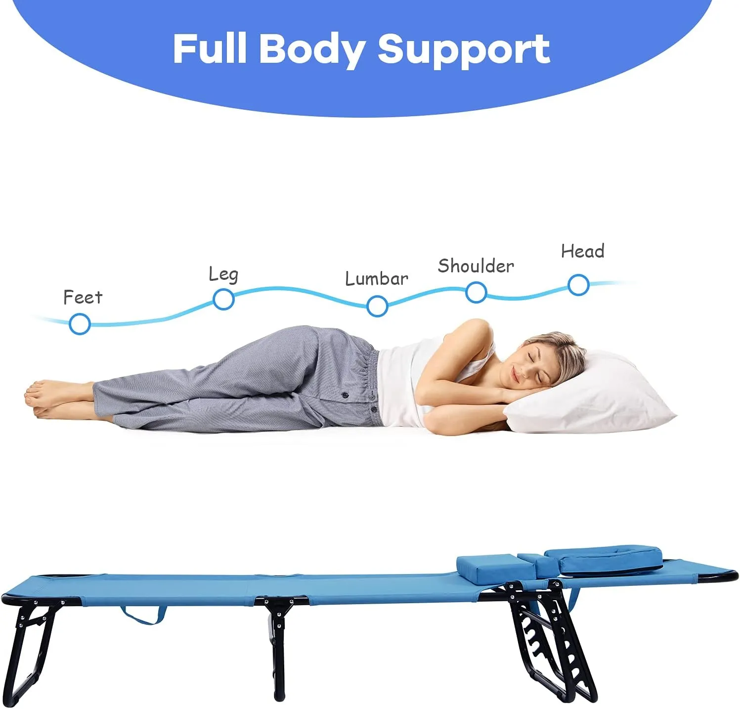 GYMAX Beach Lounge Chair, Sunbathing Chair Patio Lounge Chair Folding Adjustable Recliner with Hole for Face