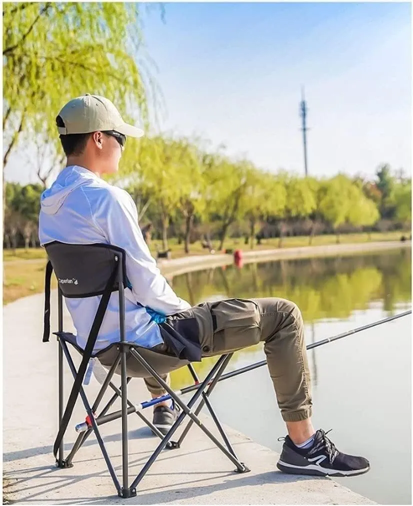 Habrur Camping Chair Fishing Chair Folding Chairs Camping Folding Backrest Chair Lightweight Portable Small Stool Padded Seat for Camping Garden Trips Lawn Chairs Outside (Color : B)
