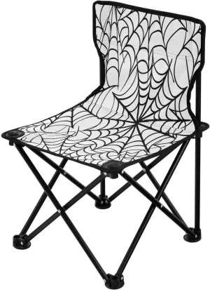 Halloween Black Web Portable Outdoor Folding Chair Anti-Slip Padded Oxford Cloth Stool Camping Chair Small for Beach Hiking Fishing Gardening Quad Camp Chair