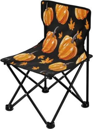Halloween Cartoon Pumpkin Portable Outdoor Folding Chair Anti-Slip Padded Oxford Cloth Stool Camping Chair Small for Beach Hiking Fishing Gardening Quad Camp Chair