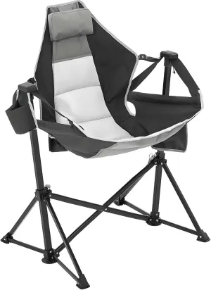Hammock Camping Chair, Lightweight Portable Outdoor Chairs with Cup Holder & Storage Bag, Headrest & Adjustable Backrest, Oversized Hammock Chair for Camping and Outdoor Activities, Support 300LBS