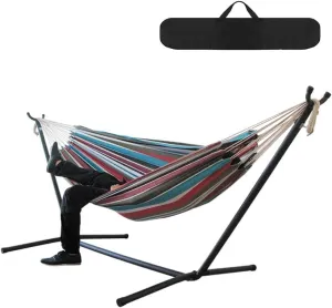 Hammock Camping Padded Rocking Chair, Portable Steel Bracket Hammock, Maximum Load Capacity 150kg, with Carry Bag, Easy to Assemble, for Outdoor Activities, Camping, Indoor and Outdoor Activi