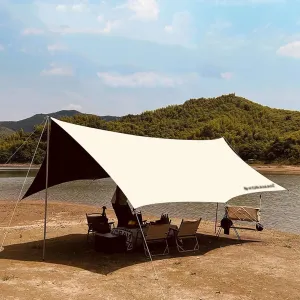 Hammock Tarp, Waterproof Tent Tarp - Rain Shelter for Camping, Picnic,Beach, Outdoor Activities - Camping Gear Must Haves/Easy Set Up Including Tent Stakes and Carry Bag (Size : 4.5 * 5.2m/14.8/17ft)