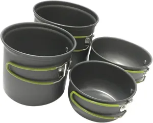 HANABASS 1Set Camping Cooking Portable Outdoor Cookware Kit with Collapsible Handle Lightweight and Easy to Clean for Hiking Picnics and Camping Activities