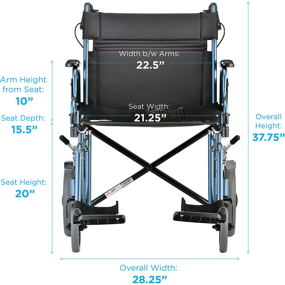 Hand Chair Foldable Transport Limited quantity Lightweight with Don't miss out | Brakes 22" &