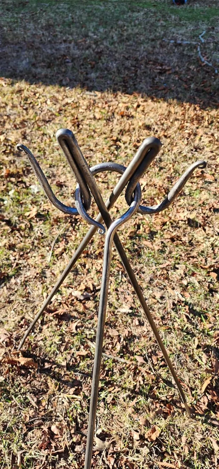 Hand Forged Campfire Tripod – Elevate Your Outdoor Cooking Experience - Multiple Styles Available (3/8 round)