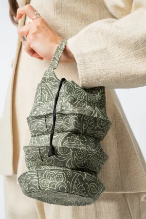 Hand Made Silk Drawstring Lantern Bag Green