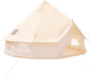 Happybuy Canvas Bell Tent - 4 Seasons Breathable 100% Cotton Canvas Yurt - w/Stove Jack, Luxury Glamping Tent Waterproof for Family Camping, Hunting, Party