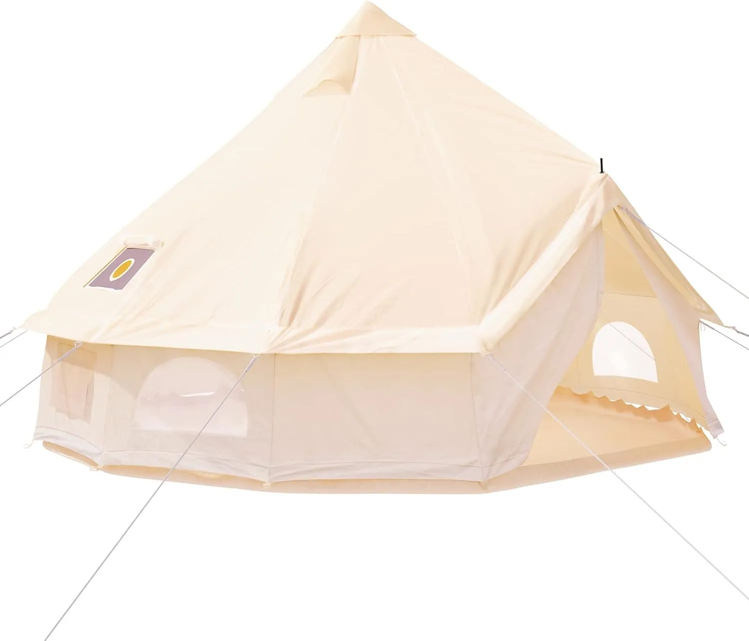 Happybuy Canvas Bell Tent - 4 Seasons Breathable 100% Cotton Canvas Yurt - w/Stove Jack, Luxury Glamping Tent Waterproof for Family Camping, Hunting, Party