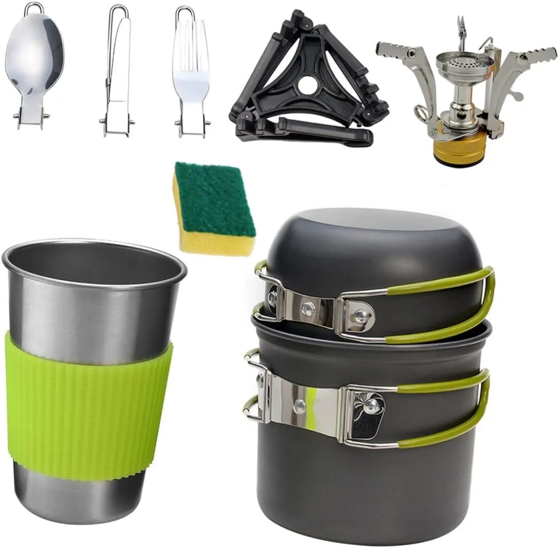 Happyyami 1Set Aluminium Alloy Camping Cookware Portable Cooking Pots for People Lightweight Non Stick Design for Outdoor Cooking Hiking and Picnics Includes Insulated