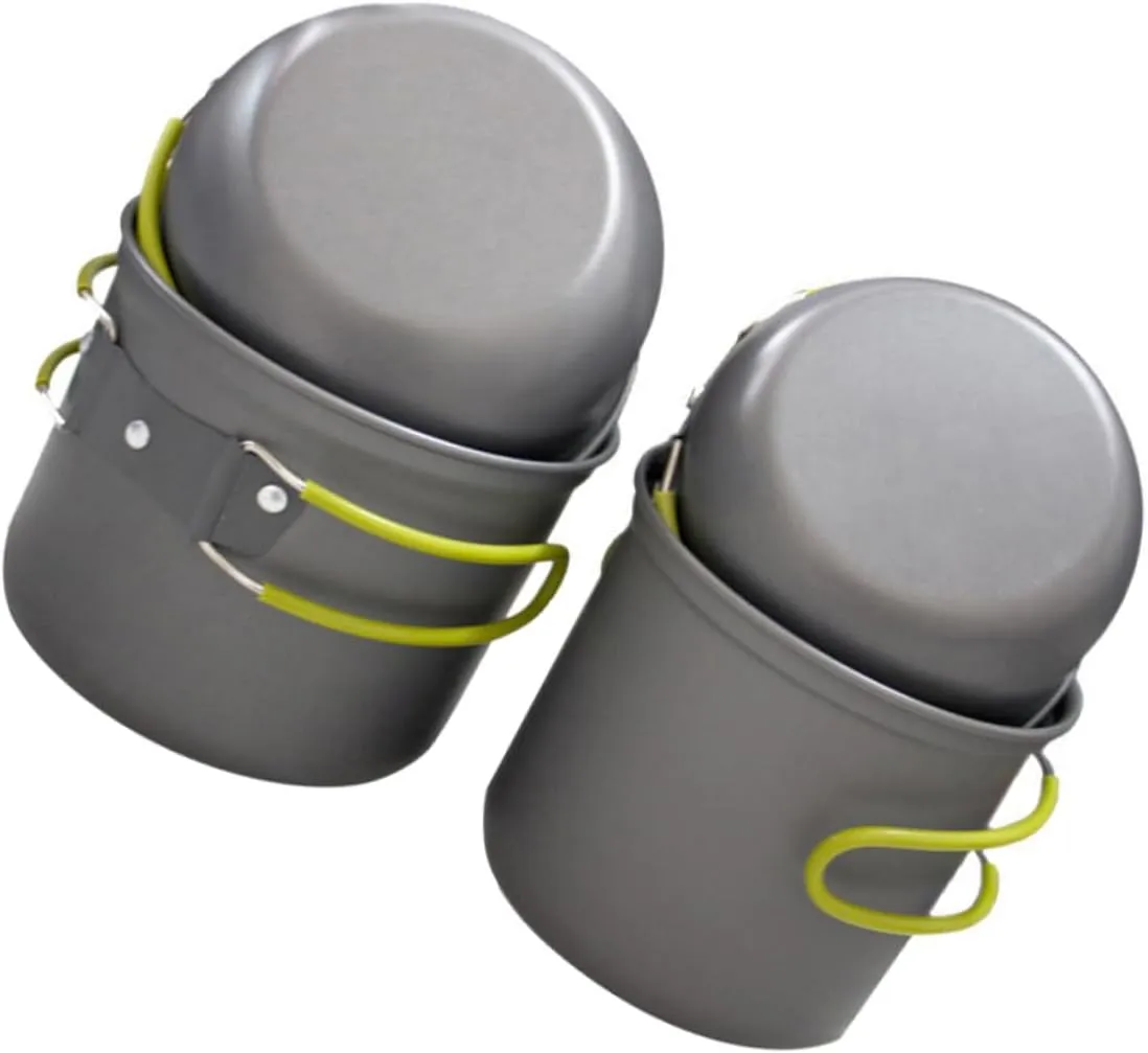 Happyyami 1Set Handle Camping Pot Durable Outdoor Cookware for Hiking Backpacking and Picnics Lightweight Easy to Clean and Resistant for People