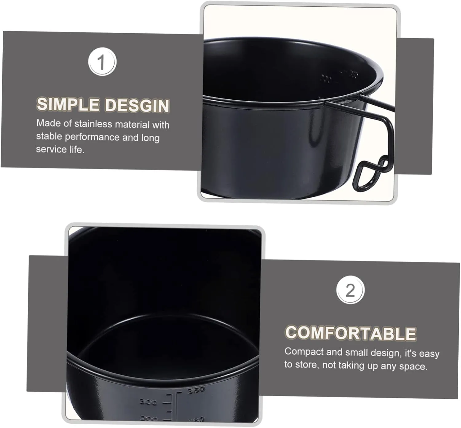 Happyyami 2pcs Collapsible Camping Cooking Bowl Stainless Steel Bowl with Handle Rice for Outdoor Use