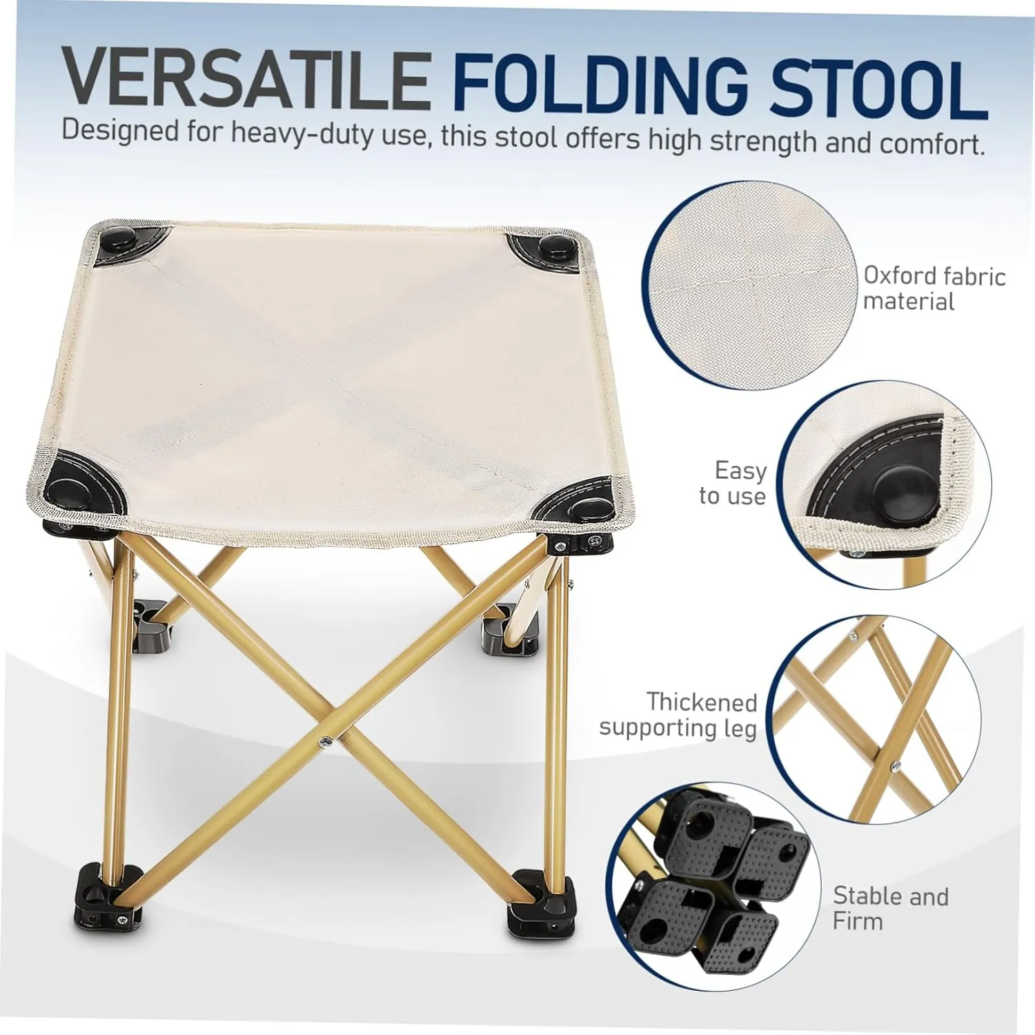 Happyyami Camping Stool Portable Folding Chair Oversized Outdoor Stool for Hiking