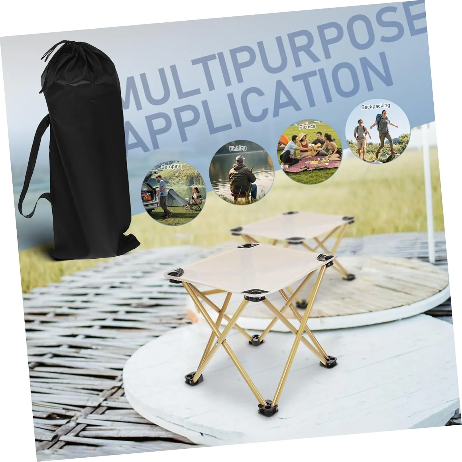 Happyyami Camping Stool Portable Folding Chair Oversized Outdoor Stool for Hiking