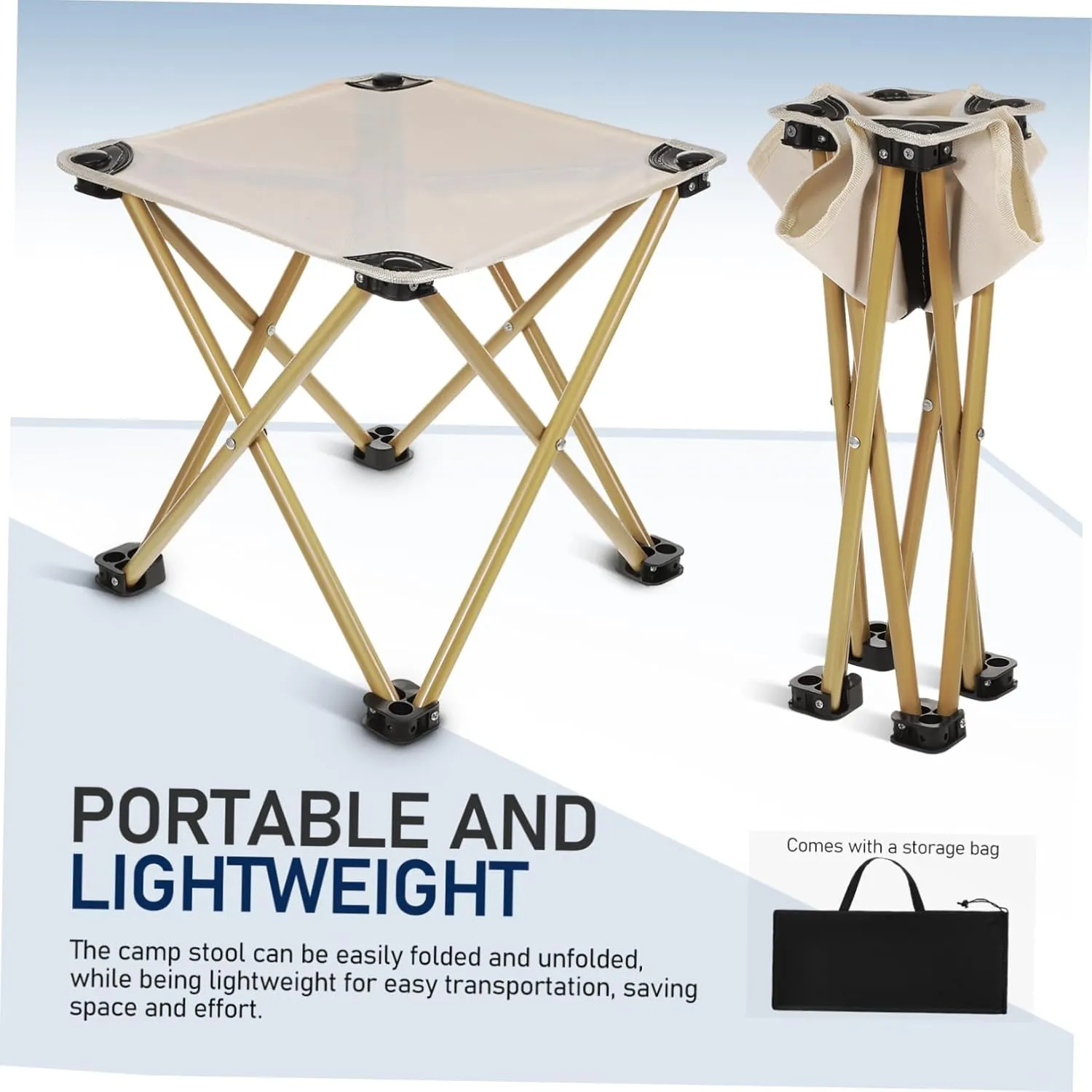 Happyyami Camping Stool Portable Folding Chair Oversized Outdoor Stool for Hiking