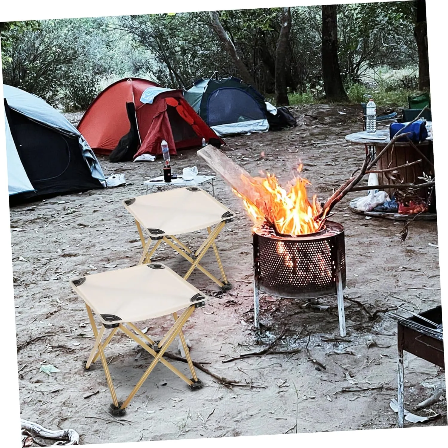 Happyyami Camping Stool Portable Folding Chair Oversized Outdoor Stool for Hiking