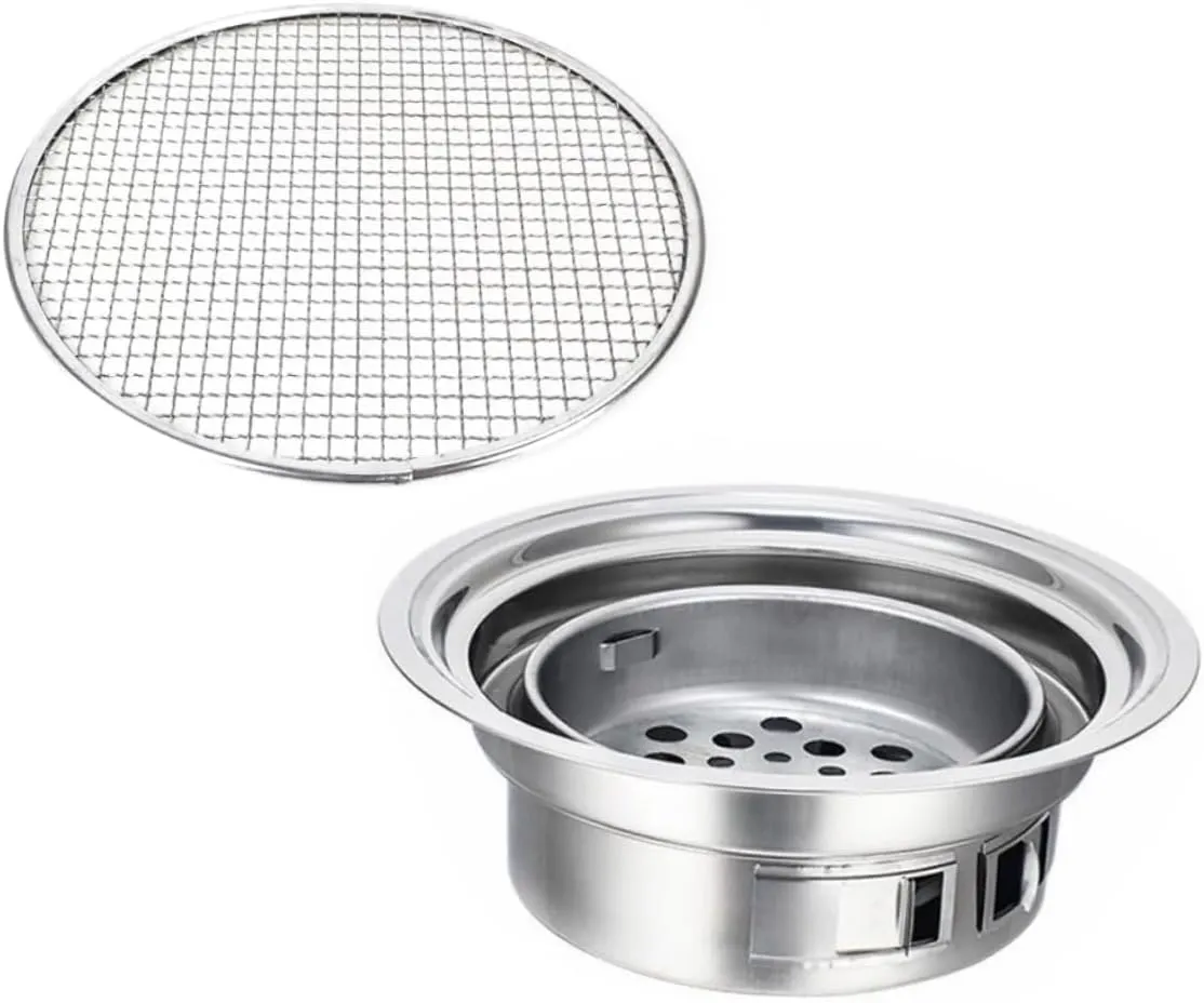 Happyyami Elegant Stainless Steel Grill Outdoor Cooking Korean Bbq Compact Perfect for Camping