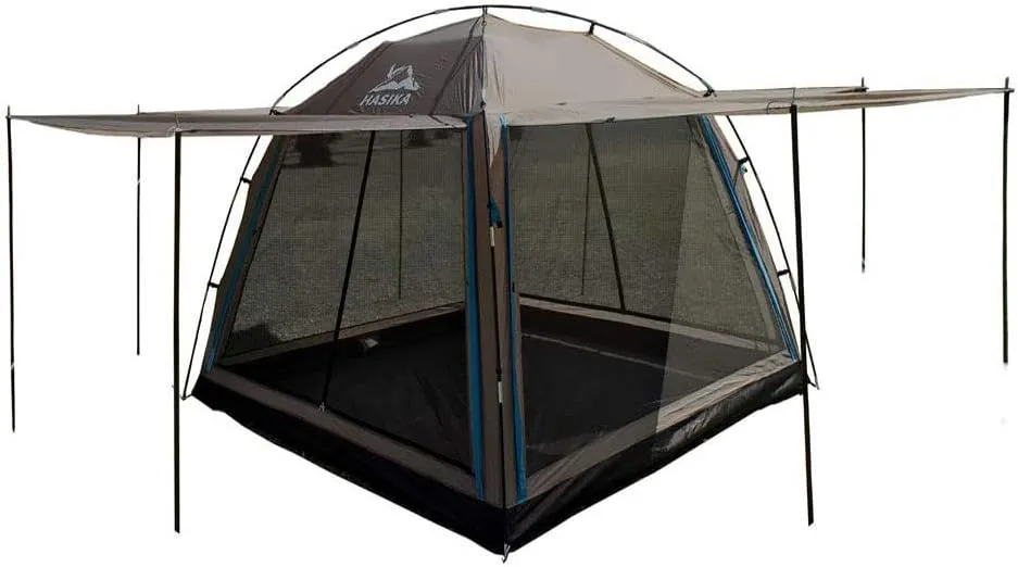 Hasika Screen Camping Tent with Floor 4 Season 8x8ft Large Mesh Room Shelter Canopy for Outdoors Gazebo Outside Poles Excluded