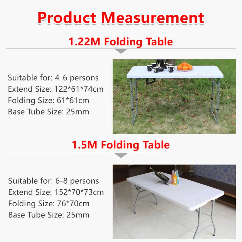 HDPE Portable Folding Table Travel Outdoor Foldable Tables Study Table Dinning Table Desk