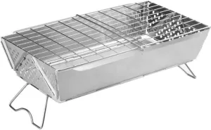 Heavy-Duty Portable Camping Grill Grate For Campfire Cooking, Outdoor Folding Stainless Steel BBQ Barbecue Stove