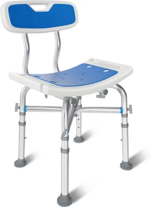 Heavy Duty Shower Chair with Back 550lb, Height Adjustable Bath Seat with EVA Pad, Anti-Slip Shower Bench Bathtub Stool for Elderly, Senior, Handicap & Disabled, Tool-Free Assembly