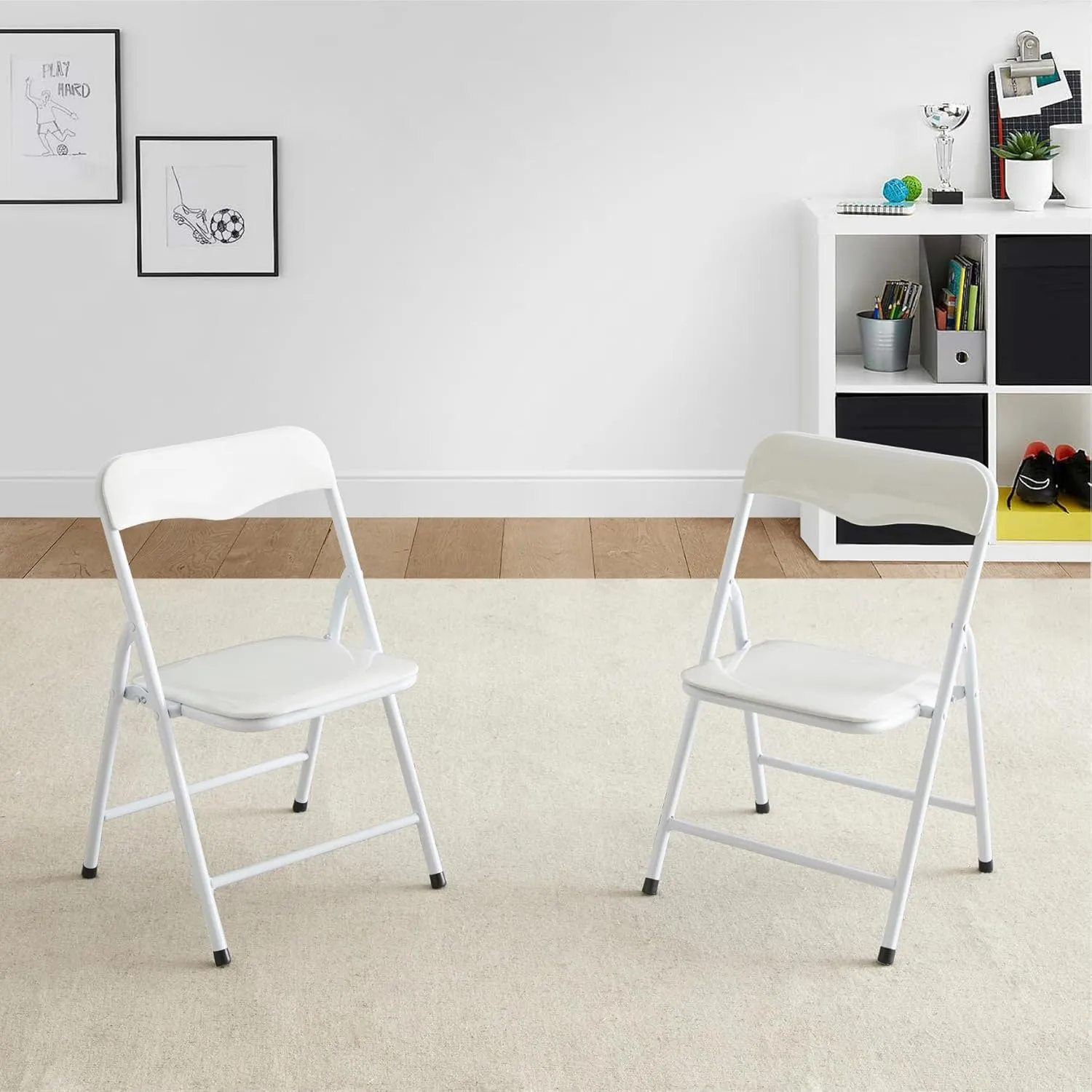 Heritage Kids Padded Folding Chair for Kids, Set of 2, White, Ages 3 