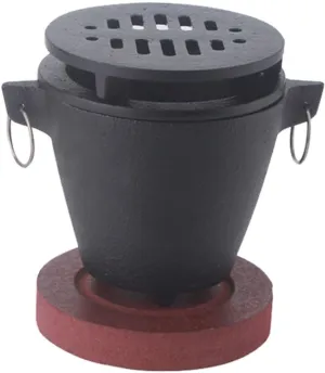 Hibachi Grill, 1pc Portable Japanese Smokeless Mini Barbecue Charcoal Grill for Single Person Camping Picnic Party Cooking with Wooden Base and Fuel Holder
