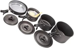 Hiking Cookware Set Portable Camping Pot Cooking Utensils for Outdoor Activities BBQ