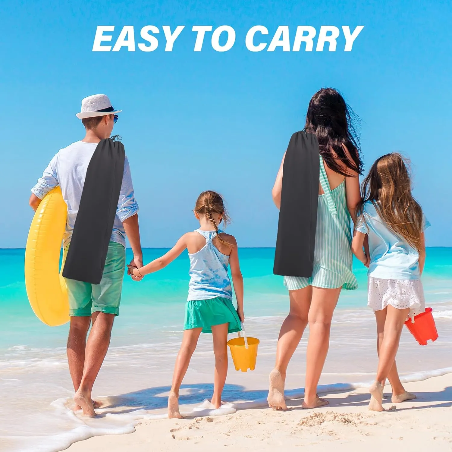 Homcosan Portable Low Folding Beach Chair with Detachable Umbrella - Lightweight Camping Chair for Adults with Cup Holder & Storage Pocket, Carry Bag Included (Black & Gray)