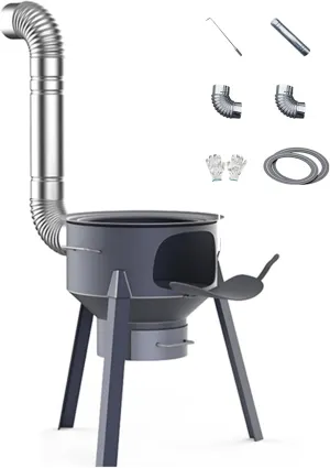 Home Wood Burning Fire Stove, Removable and Detachable Outdoor Camping Wood Burning Stove, Multifunctional Thickened Wood Burning Stove with Adjustable Rim for Cooking Ingredients(48cm/18.9in)