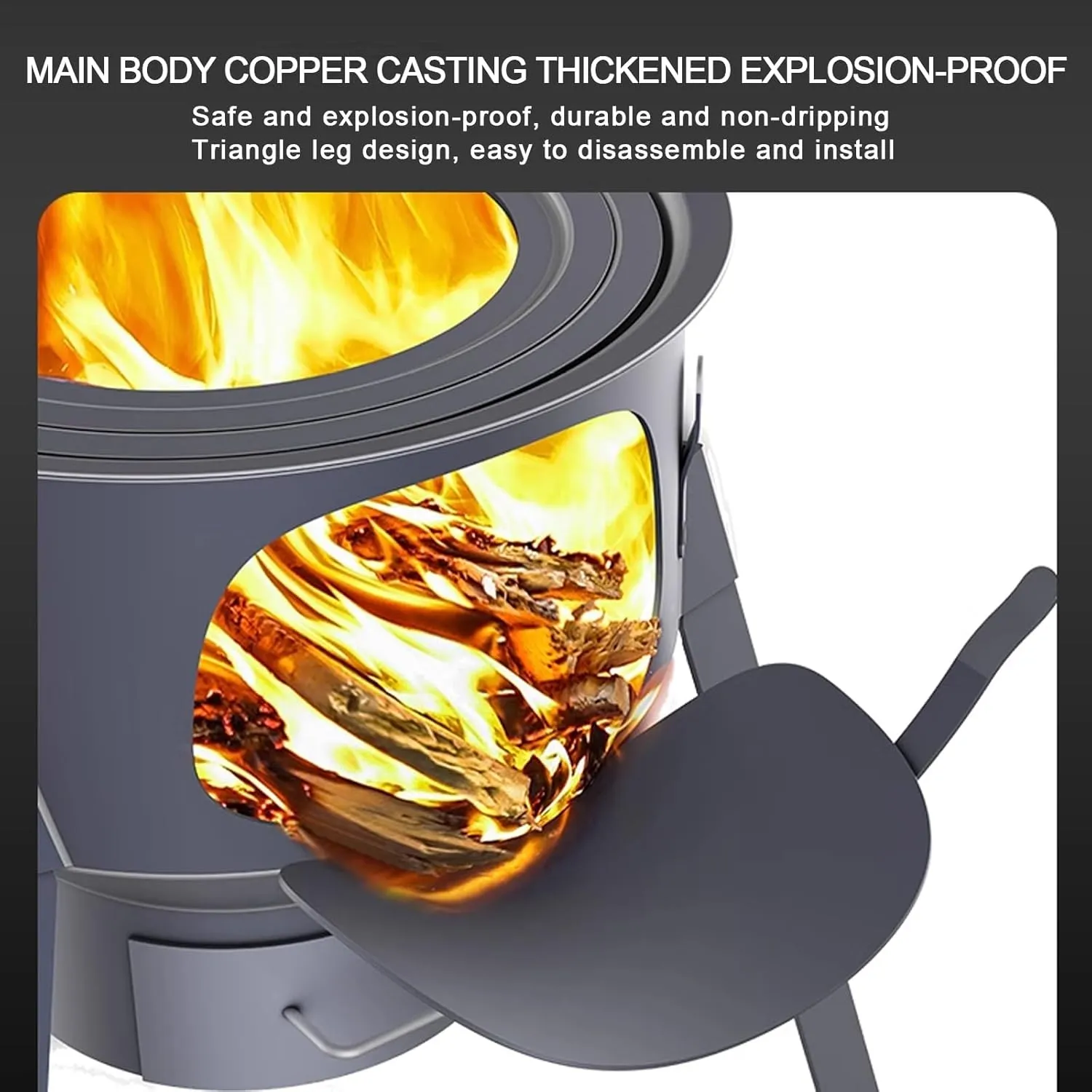 Home Wood Burning Fire Stove, Removable and Detachable Outdoor Camping Wood Burning Stove, Multifunctional Thickened Wood Burning Stove with Adjustable Rim for Cooking Ingredients(48cm/18.9in)