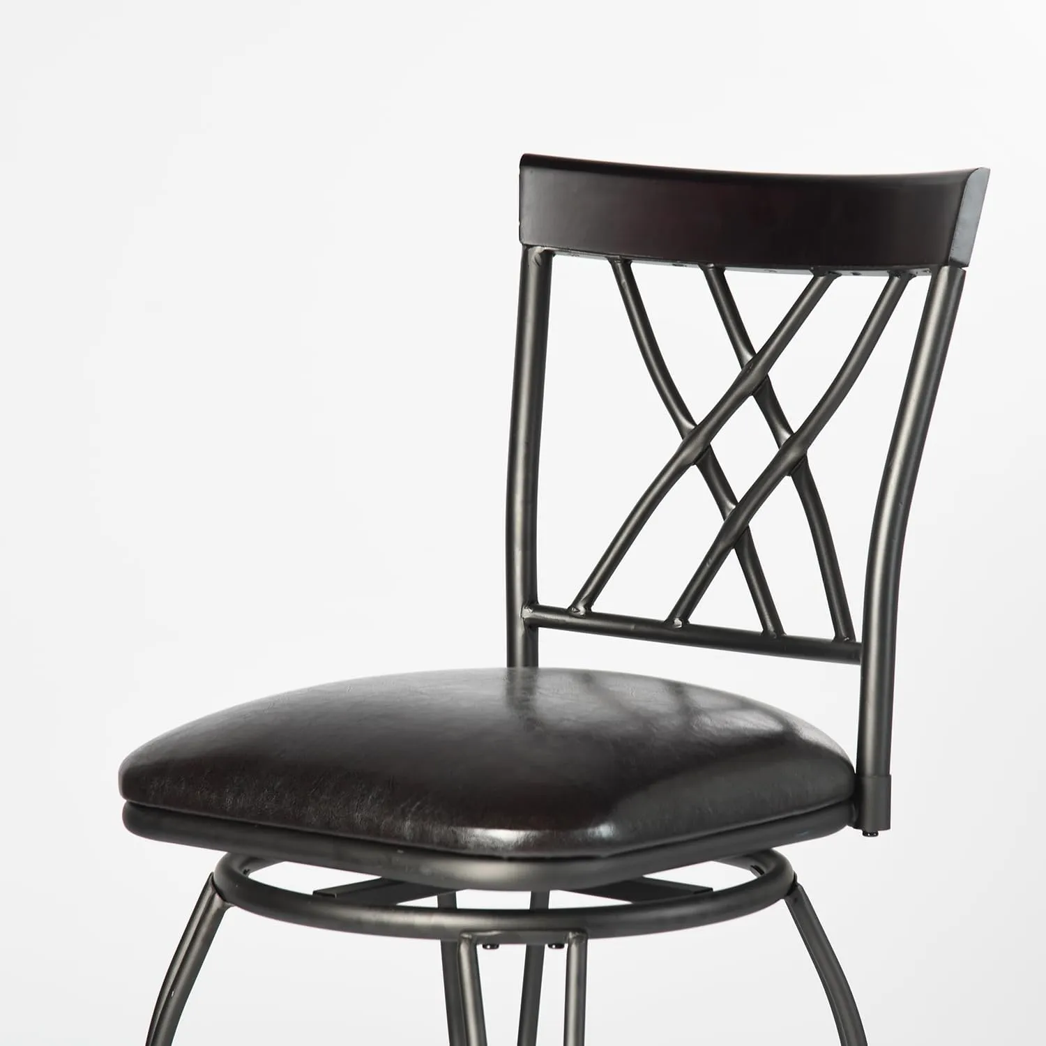 Homy Casa Camping Chairs Set of 2-26 Inch Height Swivel Counter Stools for Kitchen Island Dining Room, Chairs with Faux Leather Upholstery Decorative Iron Backrest
