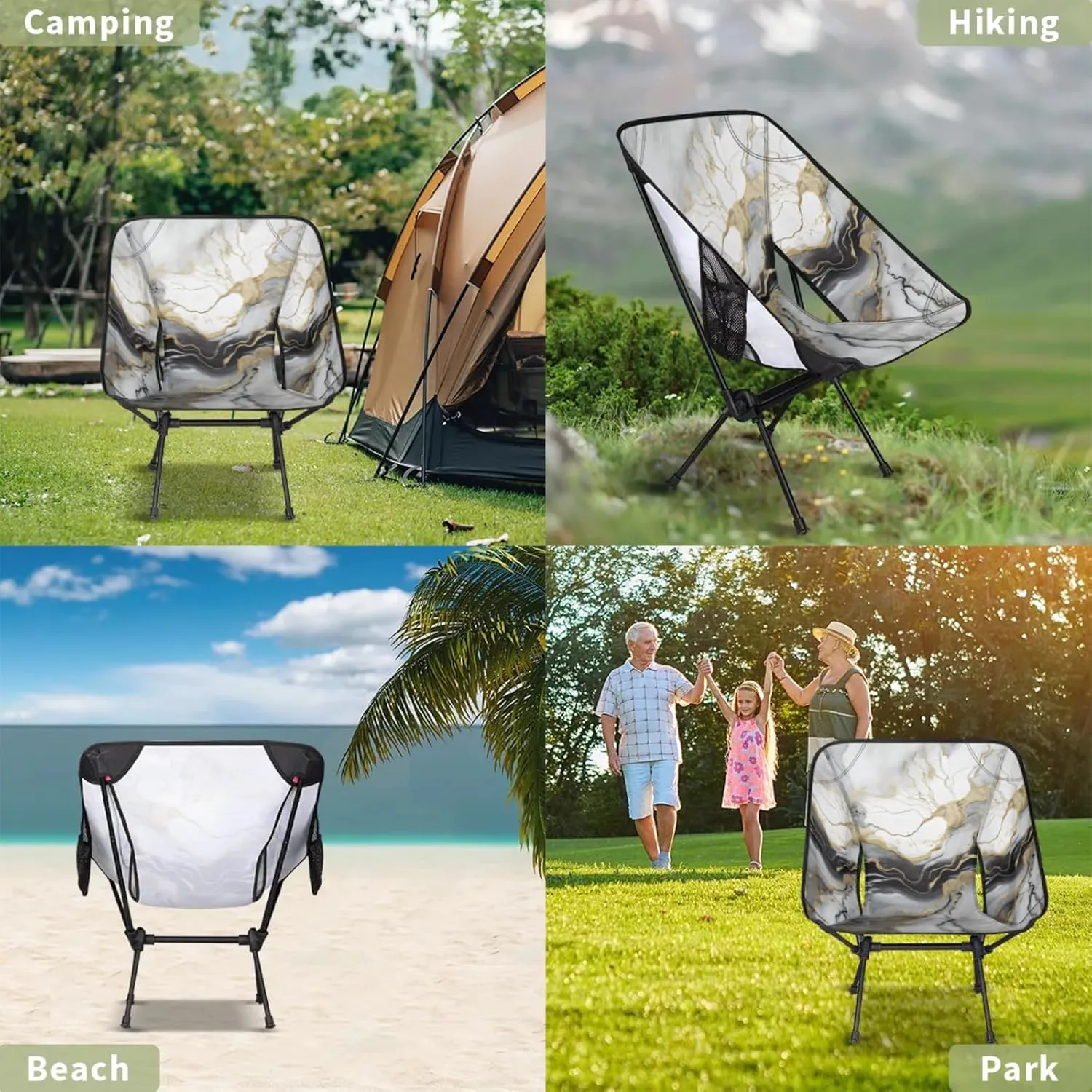 Honeybaby Folding Camping Chair Abstract Marble Texture Camping Chairs Lightweight Portable Chair Outdoor Foldable Chairs for Camping Travel Picnic Beach Hiking