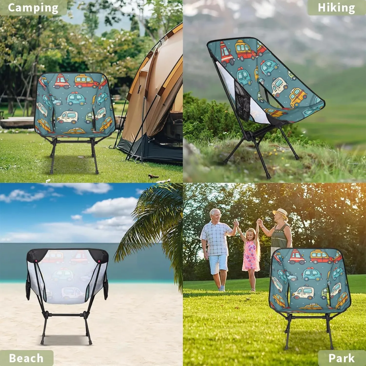 Honeybaby Folding Camping Chair Car Cartoon Camping Chairs Lightweight Portable Chair Outdoor Foldable Chairs for Camping Travel Picnic Beach Hiking