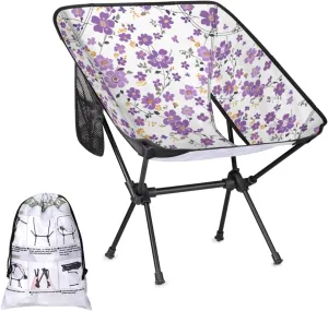 Honeybaby Folding Camping Chair Cute Flowers Floral Camping Chairs Lightweight Portable Chair Outdoor Foldable Chairs for Camping Travel Picnic Beach Hiking