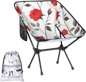 Honeybaby Folding Camping Chair Floral Roses Camping Chairs Lightweight Portable Chair Outdoor Foldable Chairs for Camping Travel Picnic Beach Hiking