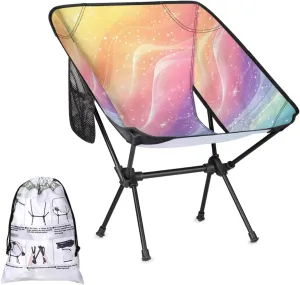 Honeybaby Folding Camping Chair Star Rainbow Color Camping Chairs Lightweight Portable Chair Outdoor Foldable Chairs for Camping Travel Picnic Beach Hiking