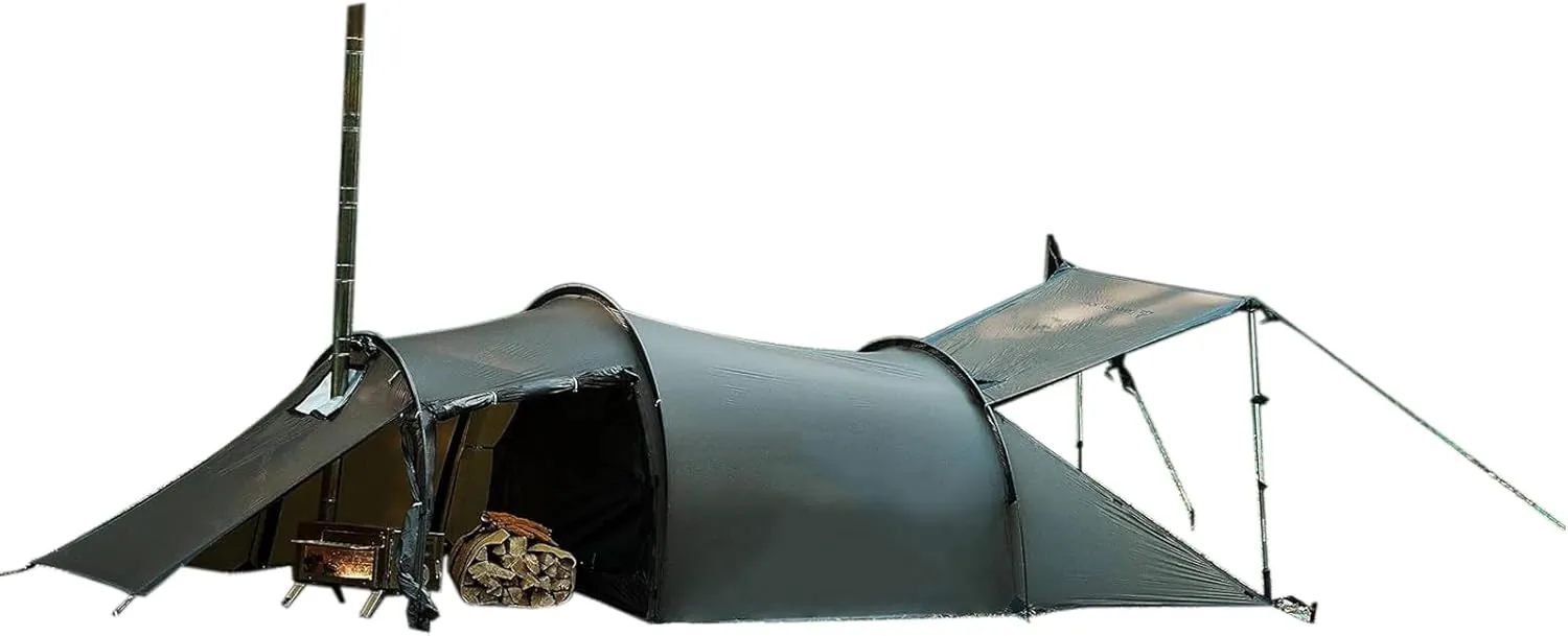 Hot Tent with Stove Jack – 4 Season Waterproof & Windproof Shelter for 1–4 People, Lightweight for Camping, Hiking, Hunting & Fishing
