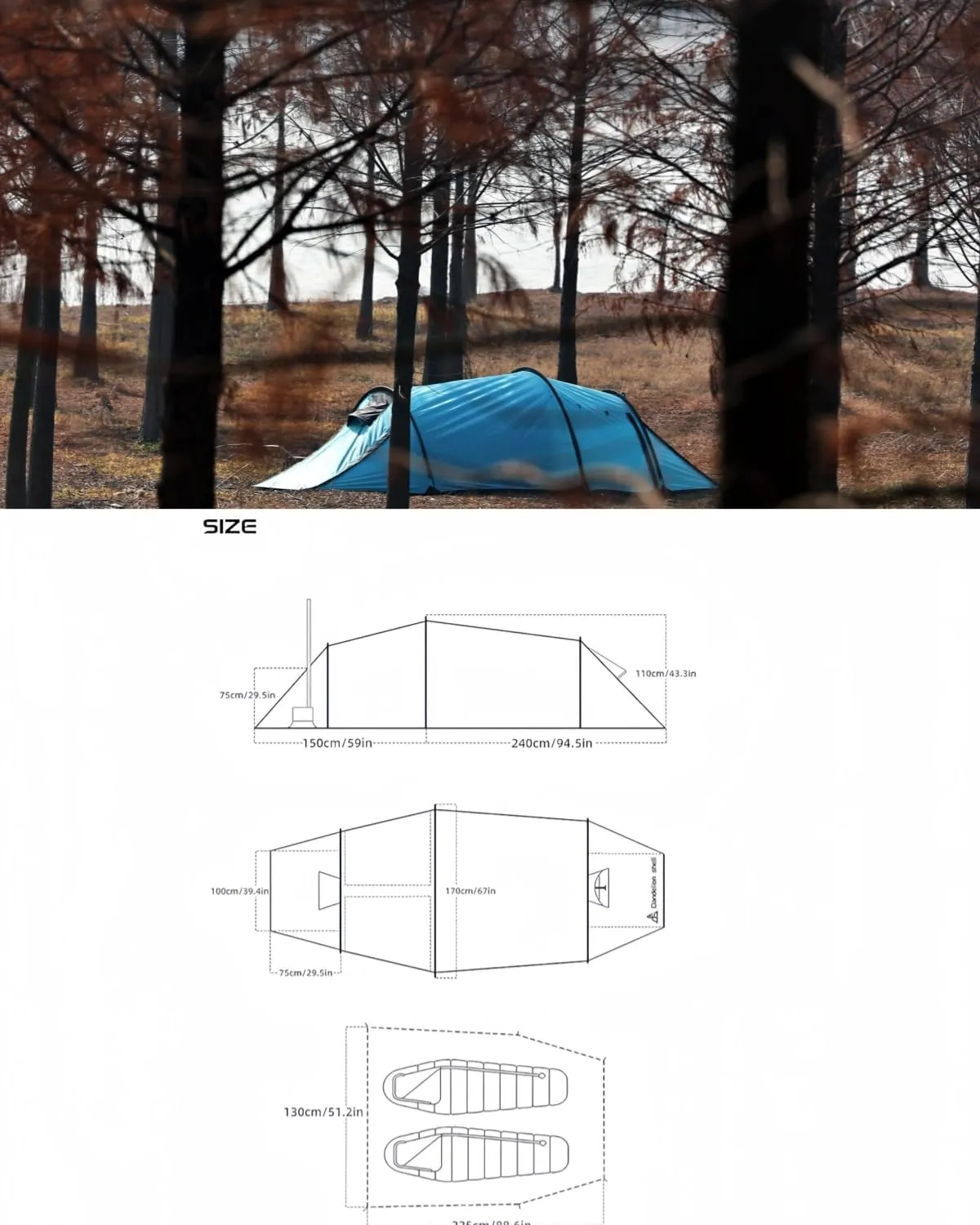 Hot Tent with Stove Jack – 4 Season Waterproof & Windproof Shelter for 1–4 People, Lightweight for Camping, Hiking, Hunting & Fishing