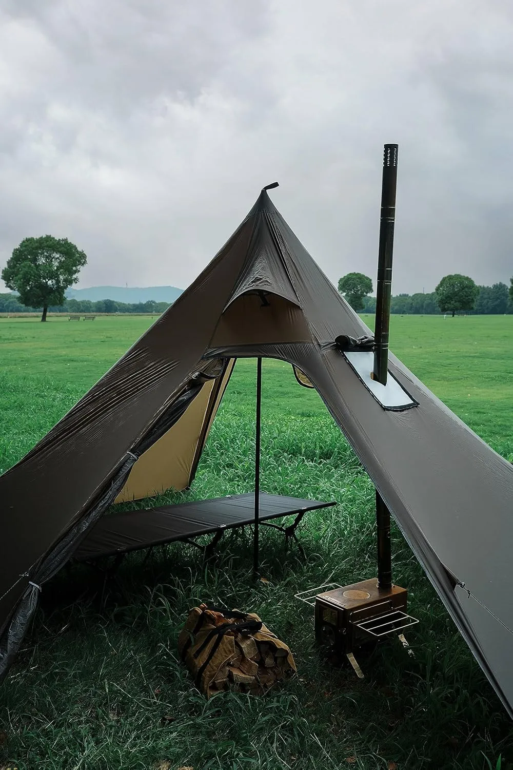 Hot Tent with Stove Jack – 4 Season Waterproof & Windproof Shelter for 1–4 People, Lightweight for Camping, Hiking, Hunting & Fishing
