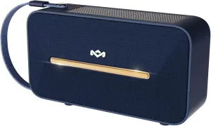 House of Marley Rise Up Solar Bluetooth Speaker, IP67 Waterproof, 14H Playtime, Solar Charging, Quick Charge, Eco-Friendly Recycled Materials, Bamboo Design & Bottle Opener (Blue)