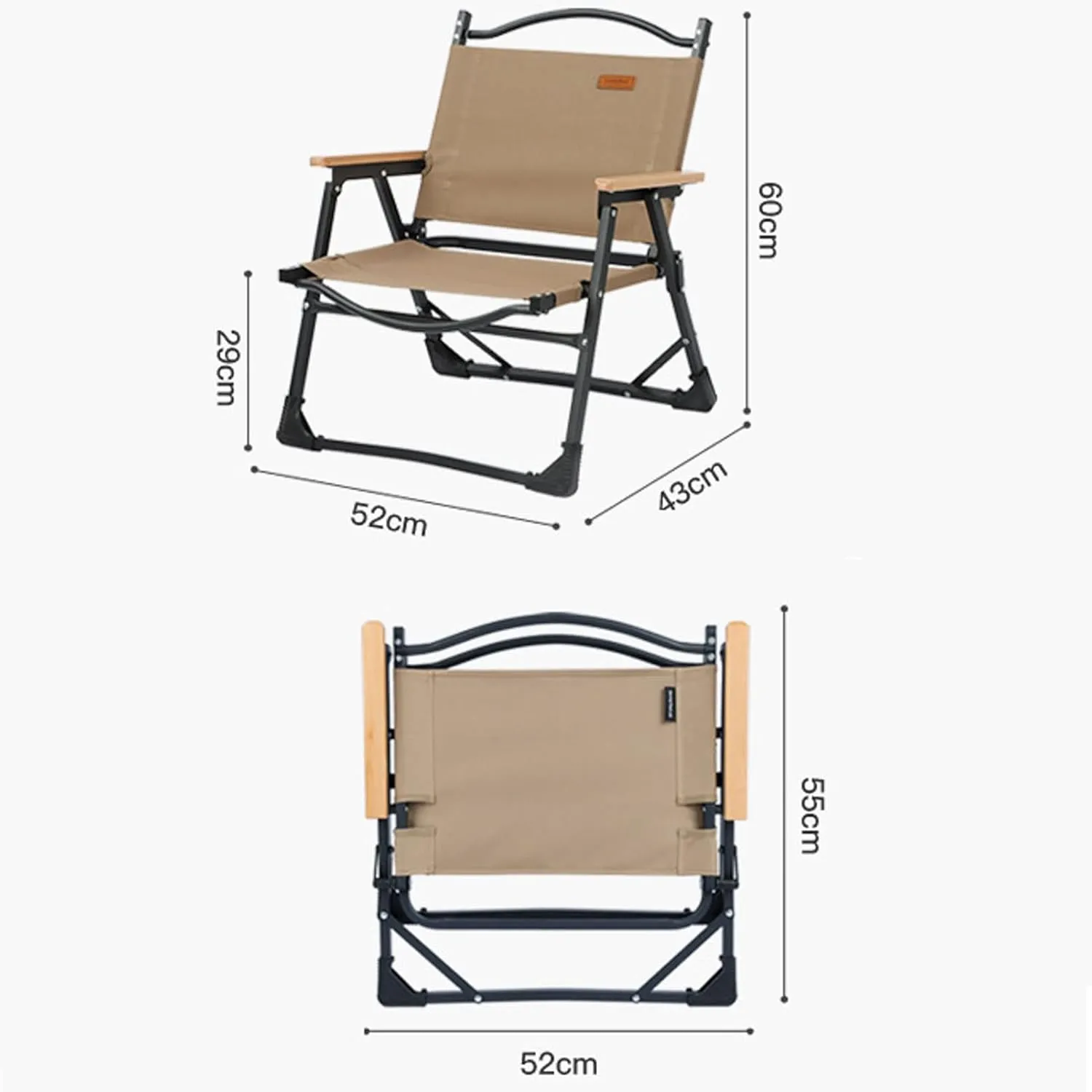 HUHJYUGE Folding Camping Chair with Armrest, Portable Folding Directors Chair, Heavy Duty Foldable Outdoor Chair, Easy Carry, for Lawn, Picnic and Fishing, Supports 265lbs (C)